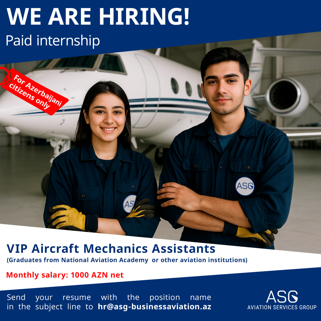 VIP Aircraft Mechanics Assistants (Paid Internship)